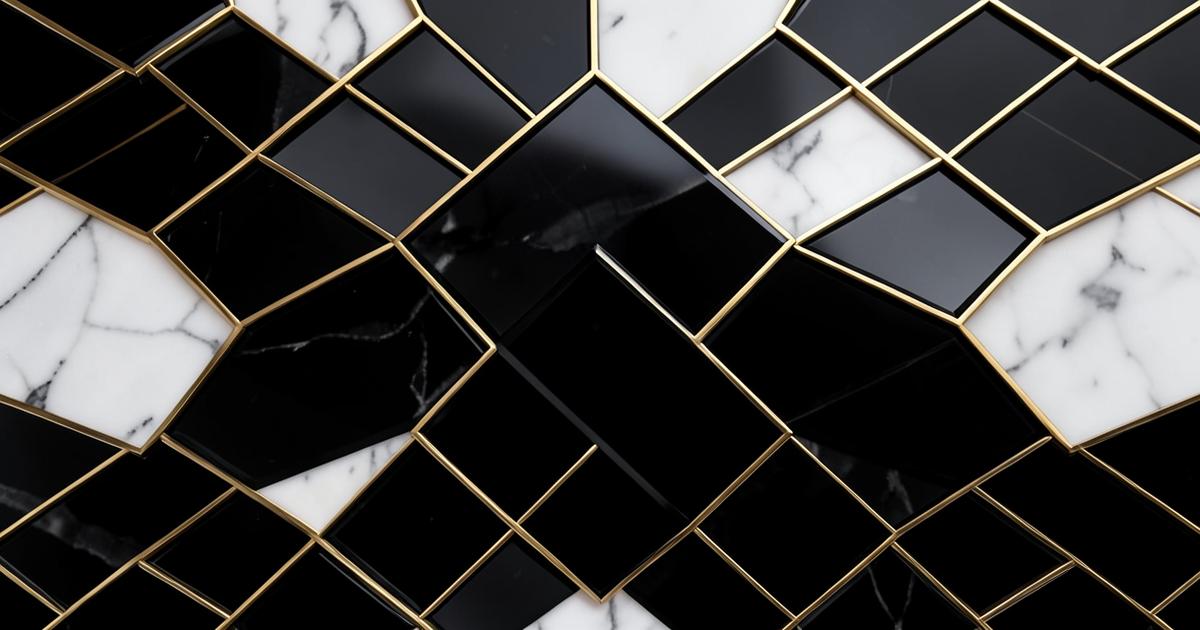 Black and white marble lattice with gold seams representing crypto trading networks